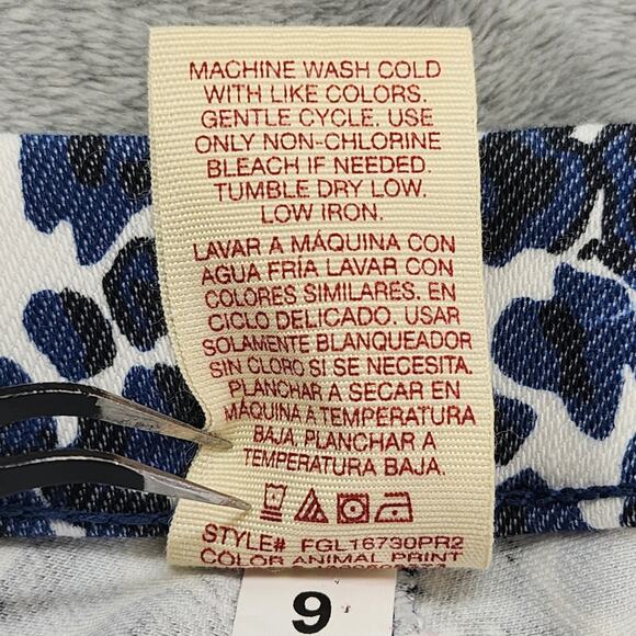 Faded Glory Jeans Womens M Black Blue White Animal Print Jegging Skinny Capri - Picture 5 of 10